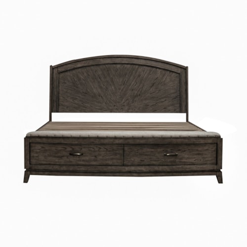 Transitional Queen Panel Bed with Storage Footboard
