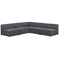 5 Piece Upholstered Fabric Armless Sectional Sofa Set