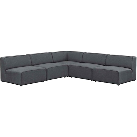 5 Piece Armless Sectional Sofa Set