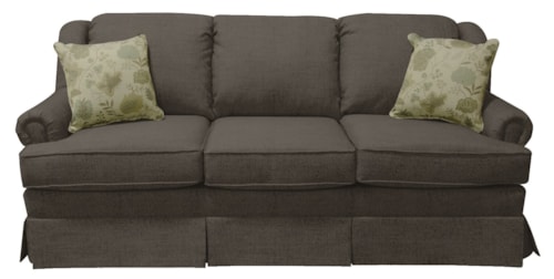 Traditional Skirted Sofa with Rolled Arms