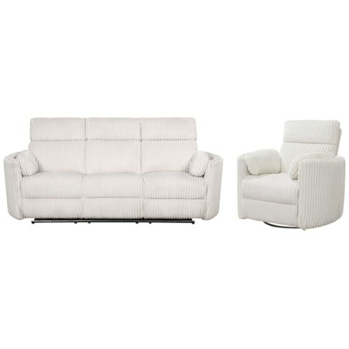 Casual Power Reclining Sofa and Recliner Set