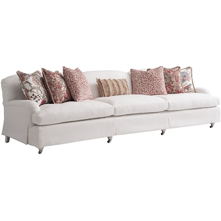 Athos 118 Inch Sofa with Pewter Casters