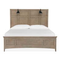 Transitional Queen Lamp Panel Bed