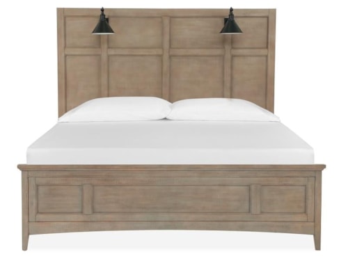 Transitional King Lamp Panel Bed