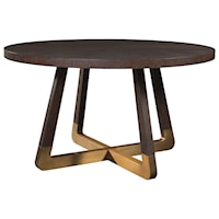 Modern Round Dining Table with Antique Brass Base