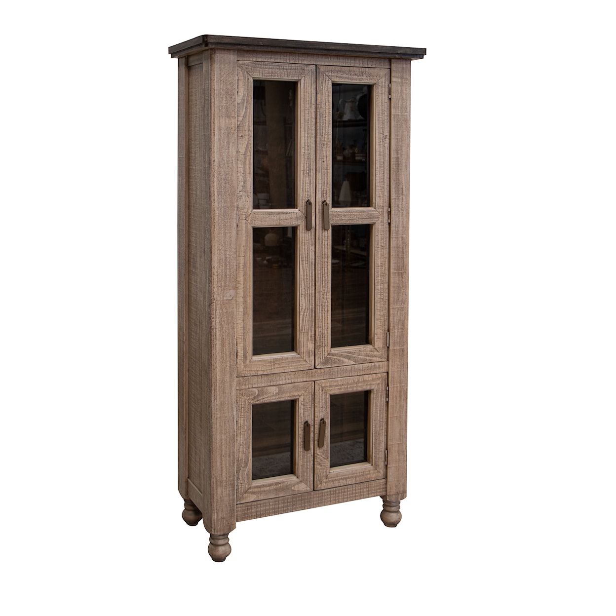 International Furniture Direct Natural Stone 4-Door Display Cabinet