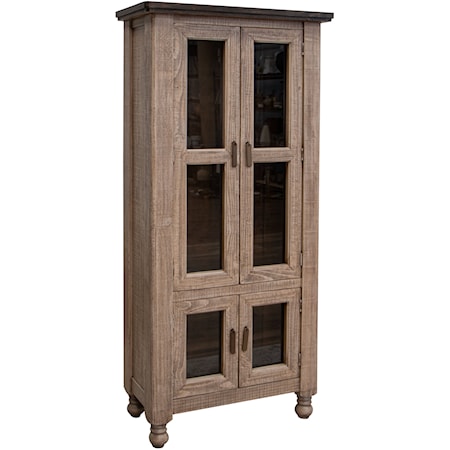 Transitional 4-Door Display Cabinet with Pendant Hardware