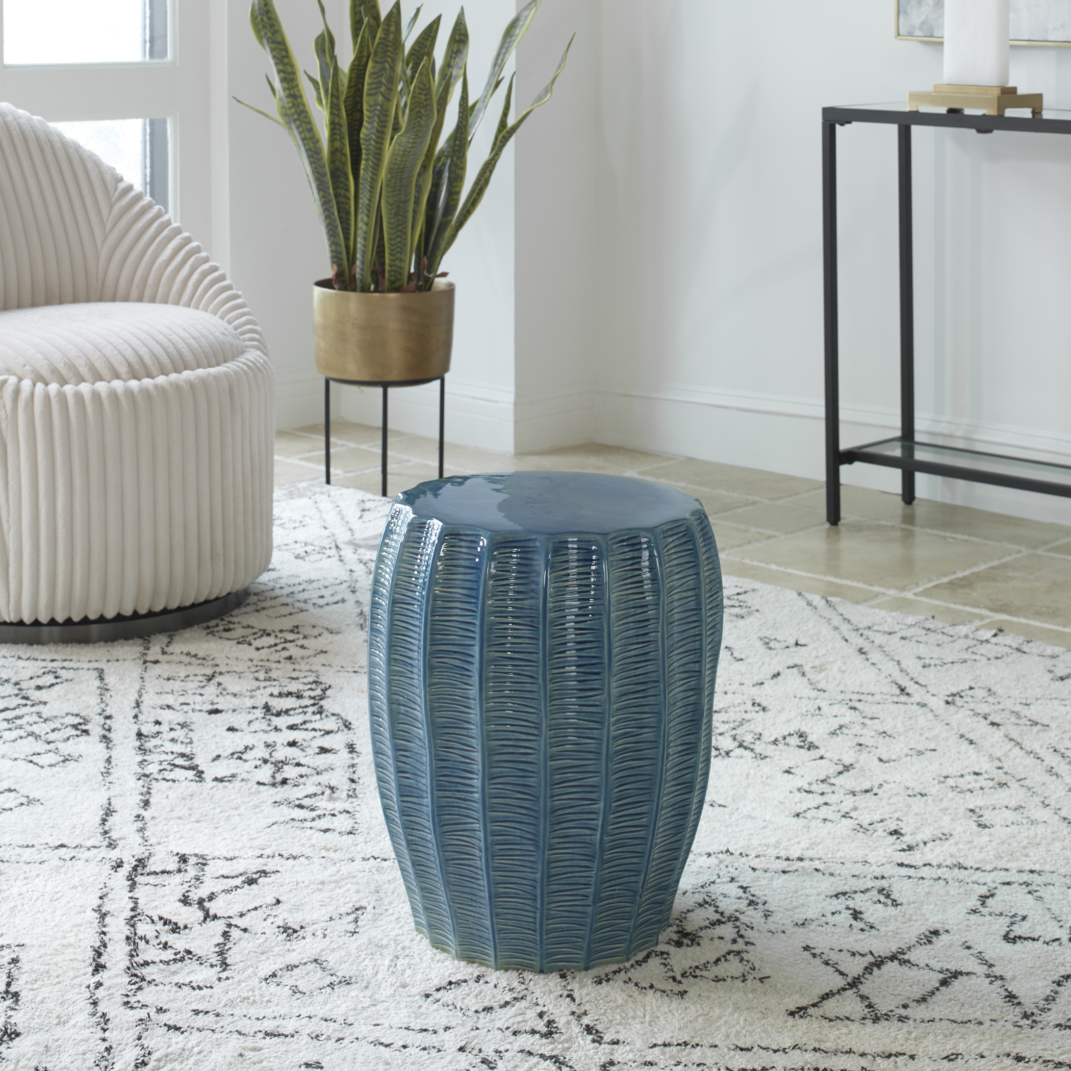 Harbor Aque Blue Garden Stool