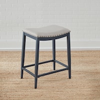 Relaxed Vintage Counter Height Stool with Nail Head Trim