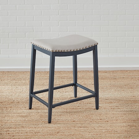 Relaxed Vintage Counter Height Stool with Nail Head Trim