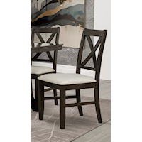 Farmhouse Charcoal Dining Chair with Upholstered Seat