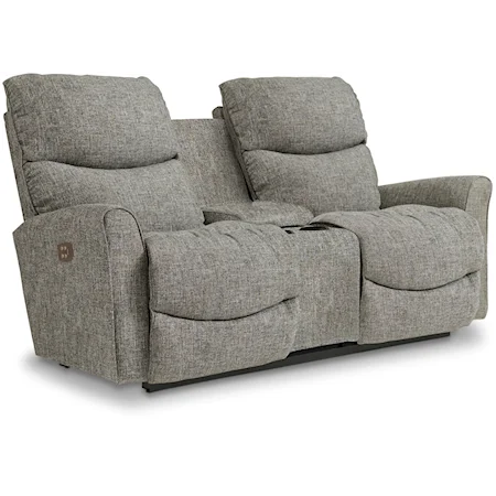 Contemporary Power Wall Reclining Loveseat with Console and USB Port