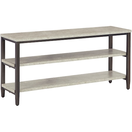 Sofa Table with Faux Concrete Top and Shelves