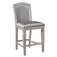 Glam Upholstered Counter-Height Dining Chair with Embellishments