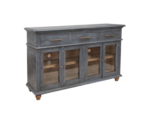 Transitional Console with Glass Doors
