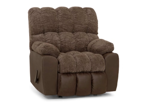 Casual Manual Rocker Recliner with Overstuffed Back