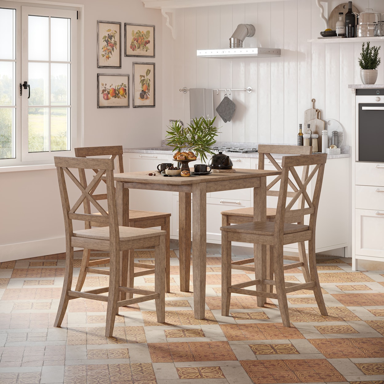 Jofran Eastern Tides 5 Piece Counter Table and Stool Set