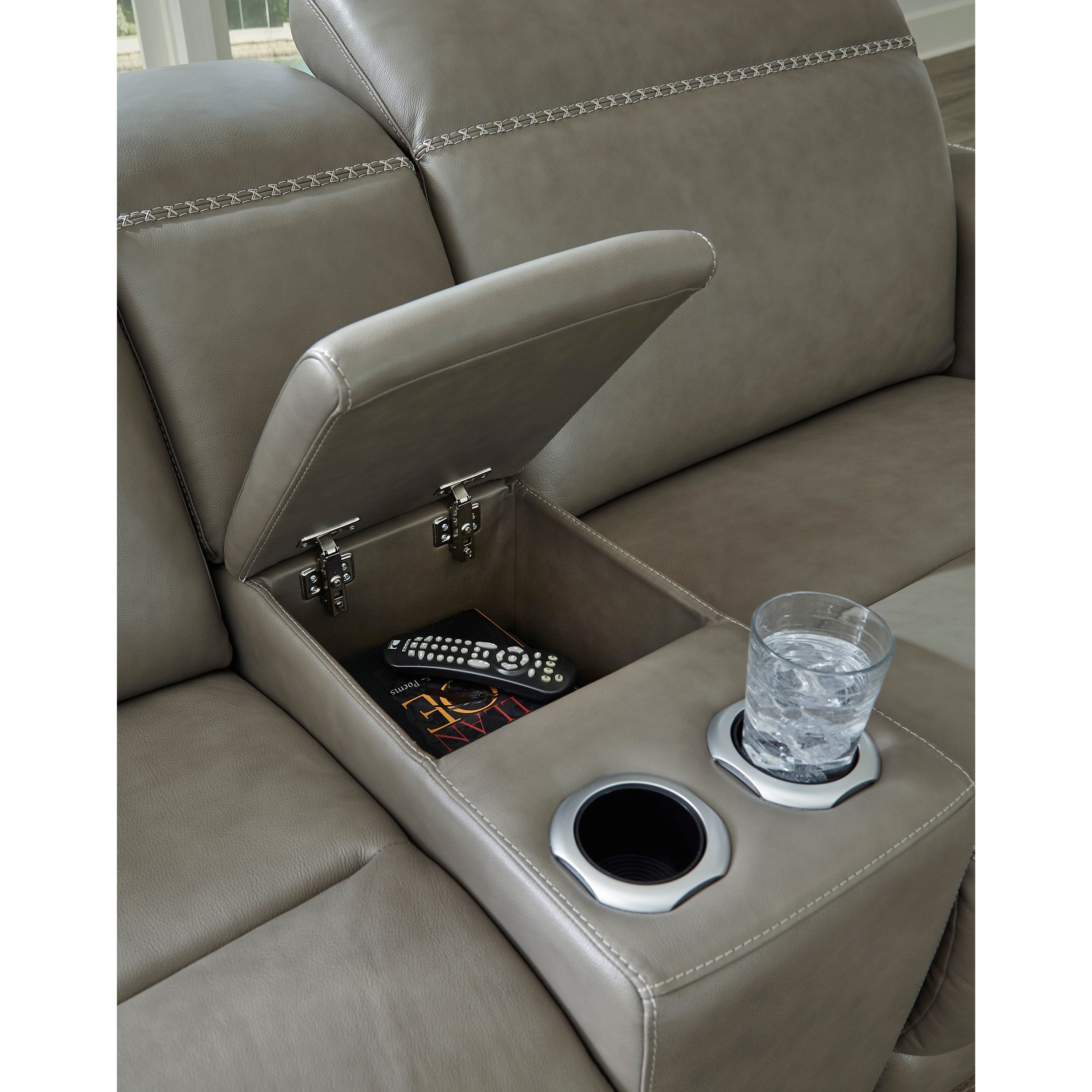 Signature Design by Ashley Correze Power Reclining Loveseat w/ Console