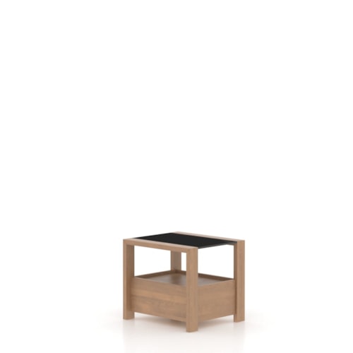 Transitional Glass Top Era Rectangular End Table with Lower Shelf