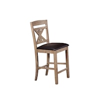 Rustic X-Back Upholstered Counter-Height Barstool