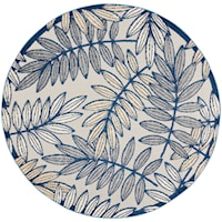 5'3"  Ivory/Navy Round Rug