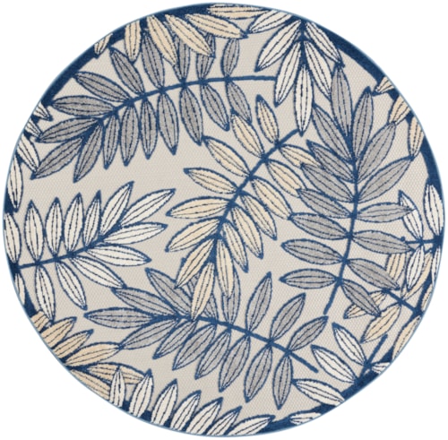 4'  Ivory/Navy Round Rug