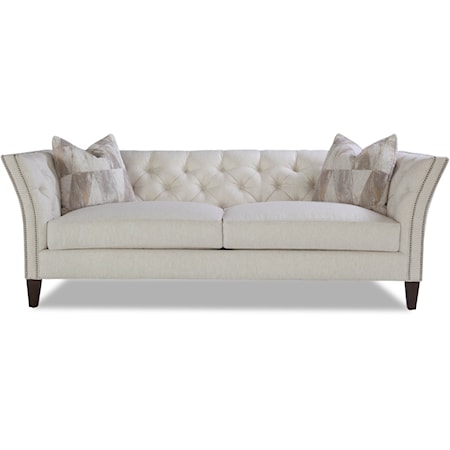 Transitional Button Tufted Sofa with Nailheads