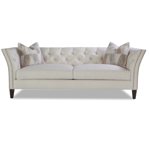 Transitional Button Tufted Sofa with Nailheads
