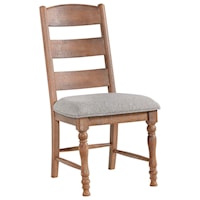 Relaxed Vintage Ladder Back Dining Side Chair with Upholstered Seat