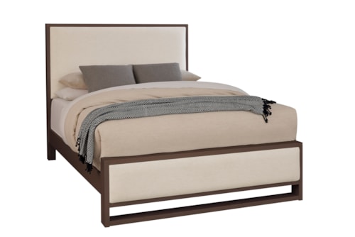 Transitional Queen Upholstered Panel Bed