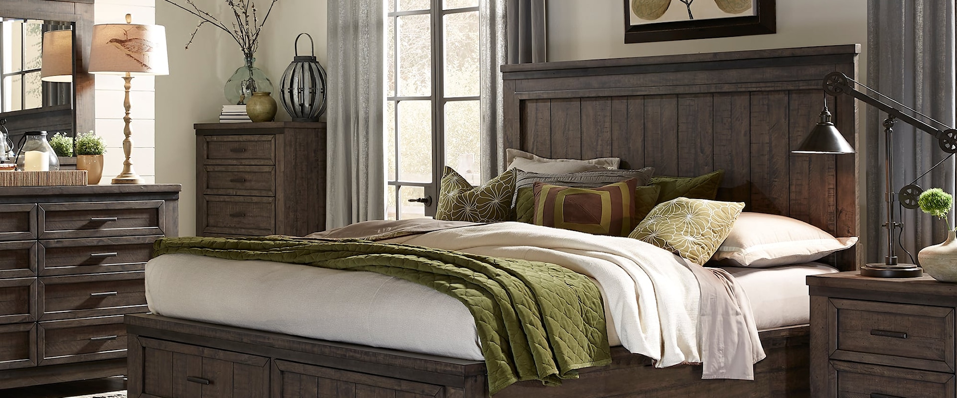 Transitional 5-Piece Queen Storage Bed Set