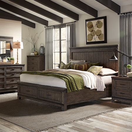 Transitional 5-Piece Queen Storage Bed Set