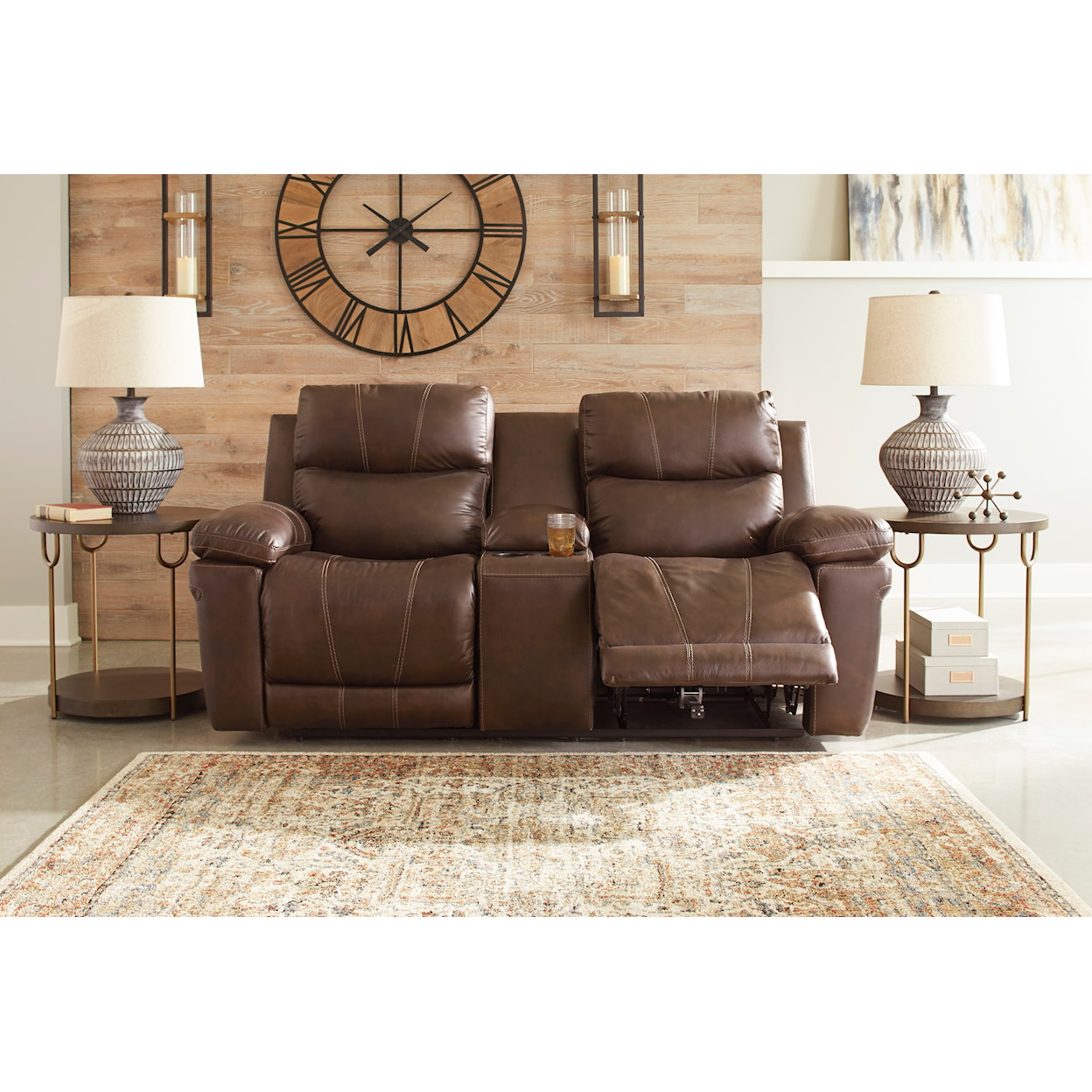 Signature Design by Ashley Furniture Edmar Power Reclining Loveseat with Console