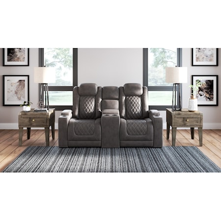 Pwr Rec Loveseat with Console and Adj Hdrsts
