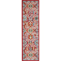 2'2" x 7'6" Red Multi Colored Runner Rug