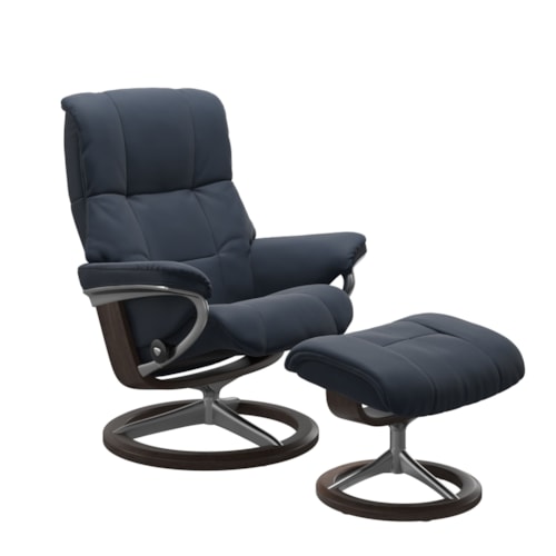 Small Reclining Chair and Ottoman with Signature Base