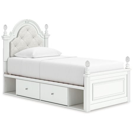 Twin Upholstered Panel Storage Bed