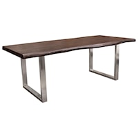 Solid Acacia Wood Top Dining Table with Live Edge in Espresso Finish w/ Nickel Plated Base