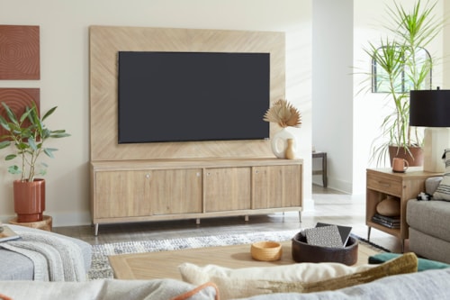 Transitional TV Console Table with Backer Panel