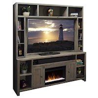 Rustic Fireplace Entertainment Center with Bronze Hardware