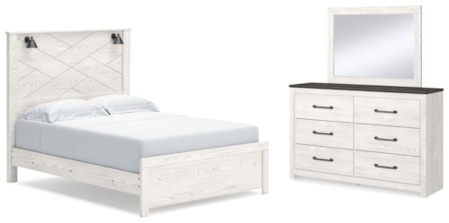 Queen Panel Bed, Dresser And Mirror
