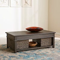 Transitional Lift-Top Cocktail Table with Casters