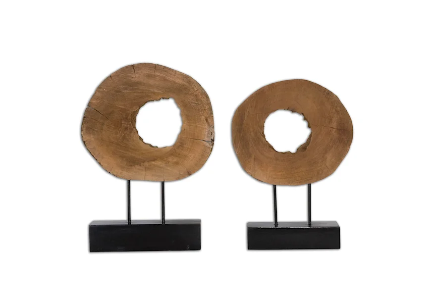Accessories - Statues and Figurines Ashlea Wooden Sculptures Set of 2 by Uttermost at Pedigo Furniture