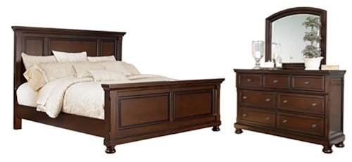 Queen Panel Bed, Dresser And Mirror