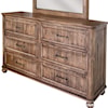 International Furniture Direct Villa Hermosa Bedroom Collection 6-Drawer Dresser and Mirror Set