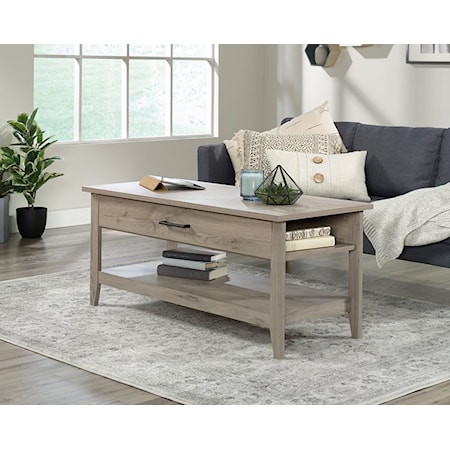 Contemporary Lift-Top Coffee Table with Lower Shelf Storage