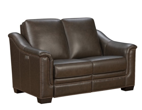 Transitional Power Reclining Loveseat with USB/C Ports