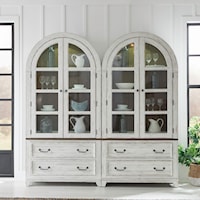 Farmhouse Bunching Curio Set with Seeded Glass Doors