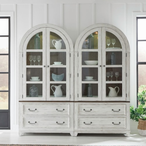 Farmhouse Bunching Curio Set with Seeded Glass Doors