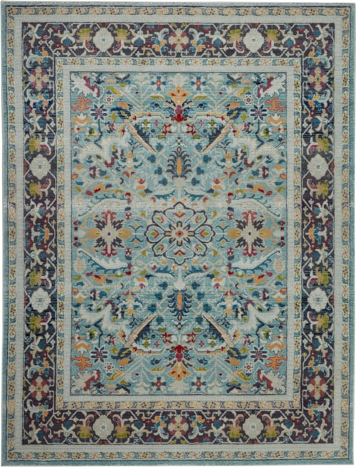 7'10" x 9'10" Teal/Multicolor Rectangle Rug